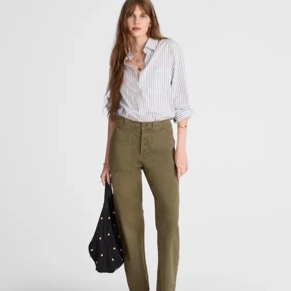 Madewell Olive Green Straight Utility Pants 23 NWT